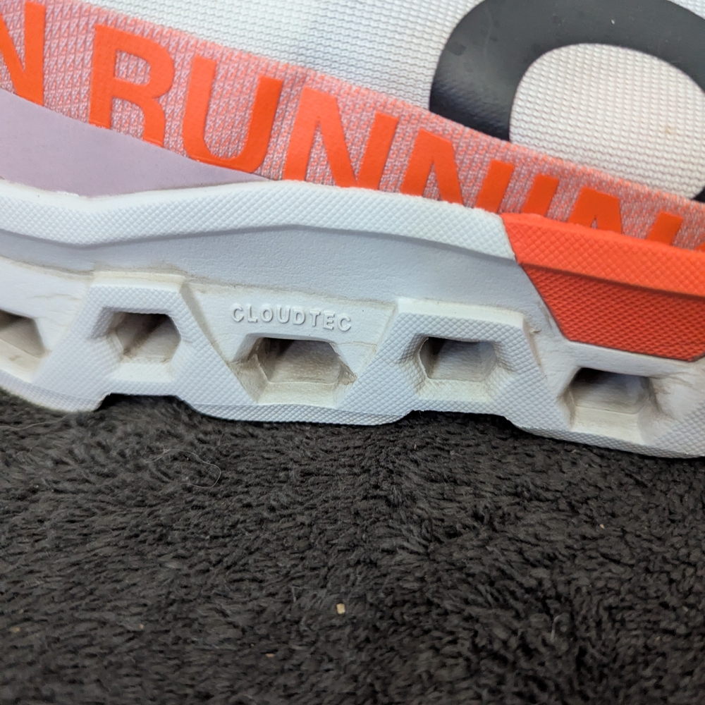 On Running White and Coral Sneakers - Picture 3 of 11